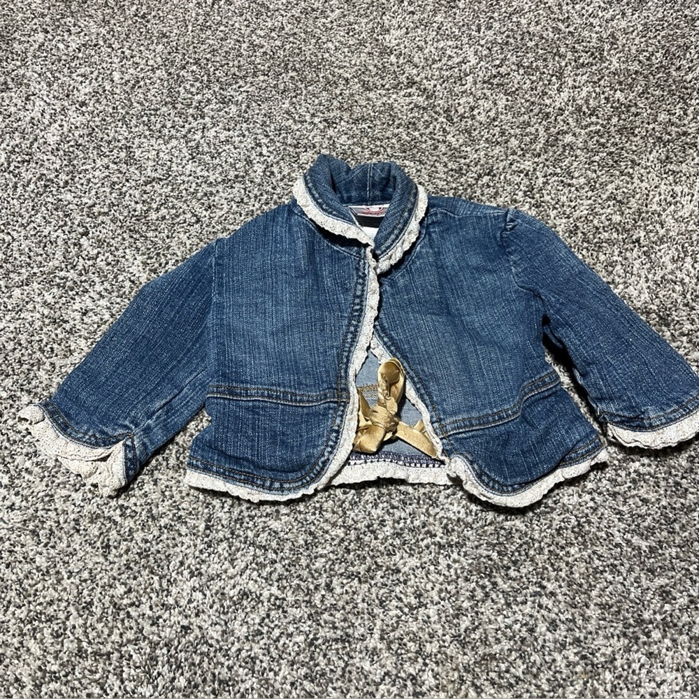 Toddler Girls Disney Vintage Jean Jacket Sparkle Lace, Size 2/3 Note